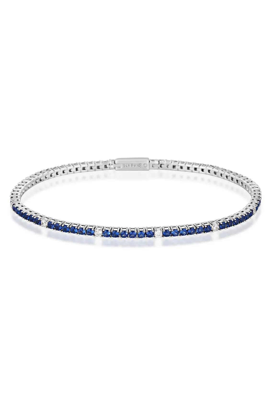 MILESTONE SAPPHIRE 2MM TENNIS BRACELET IN SILVER