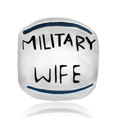 Military Wife Patriotic Charm European Bead Compatible for Most European Snake Chain Bracelet