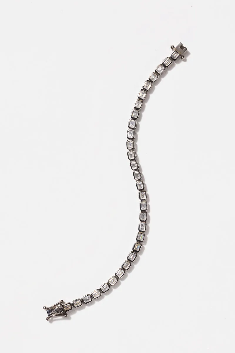 Mini Deco-Tile Tennis Bracelet - White Zircon