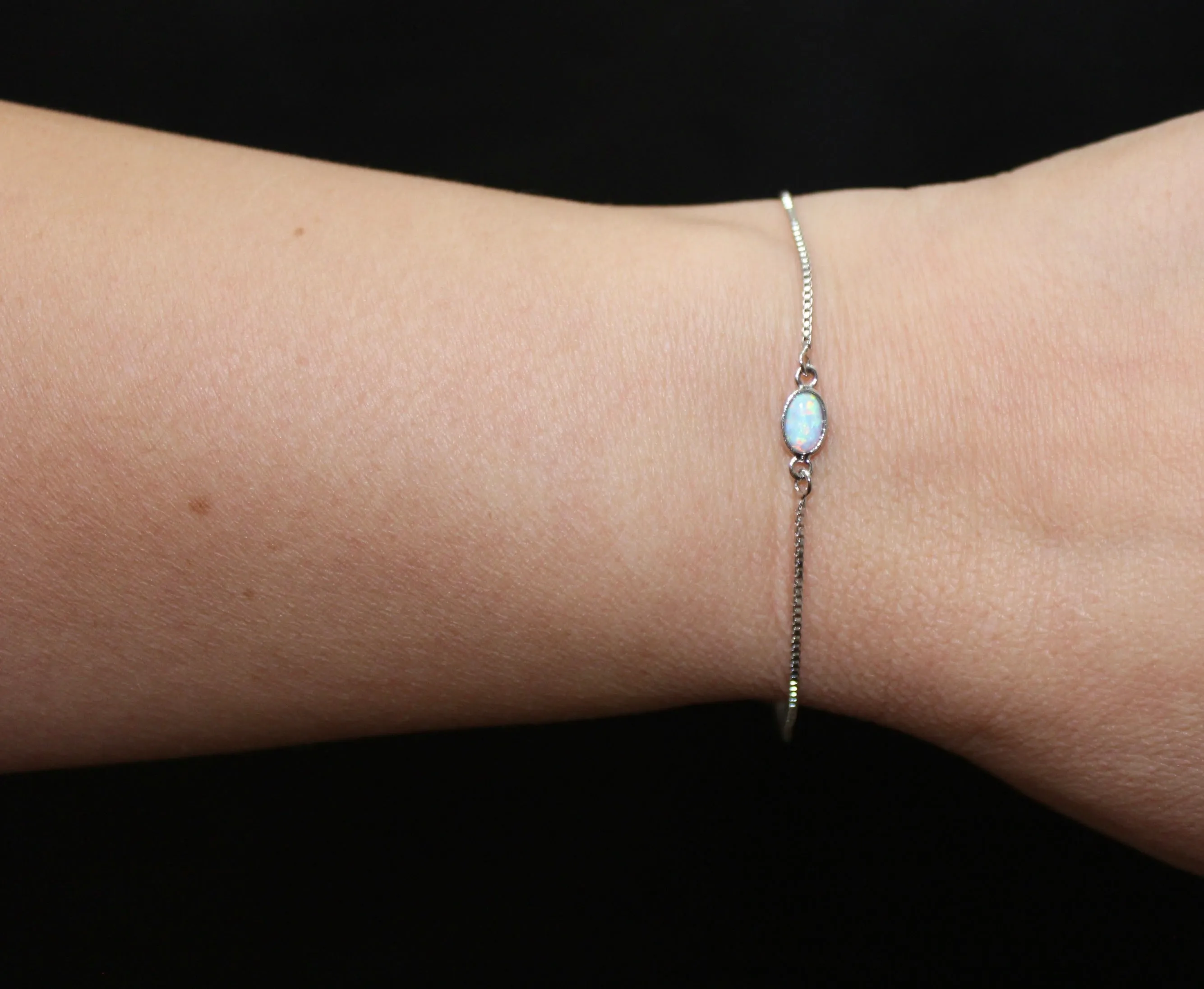 Mini Opal Silver Slider Bracelet