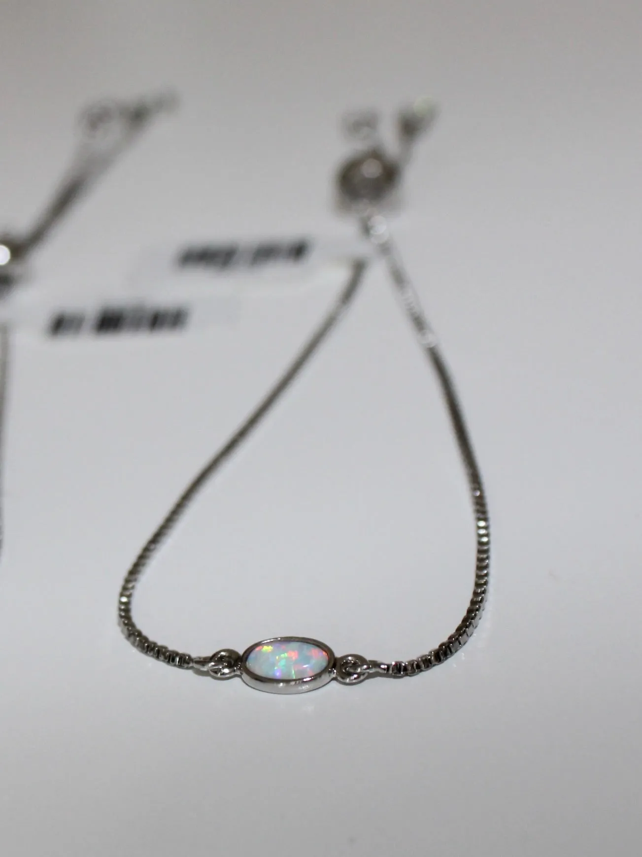 Mini Opal Silver Slider Bracelet