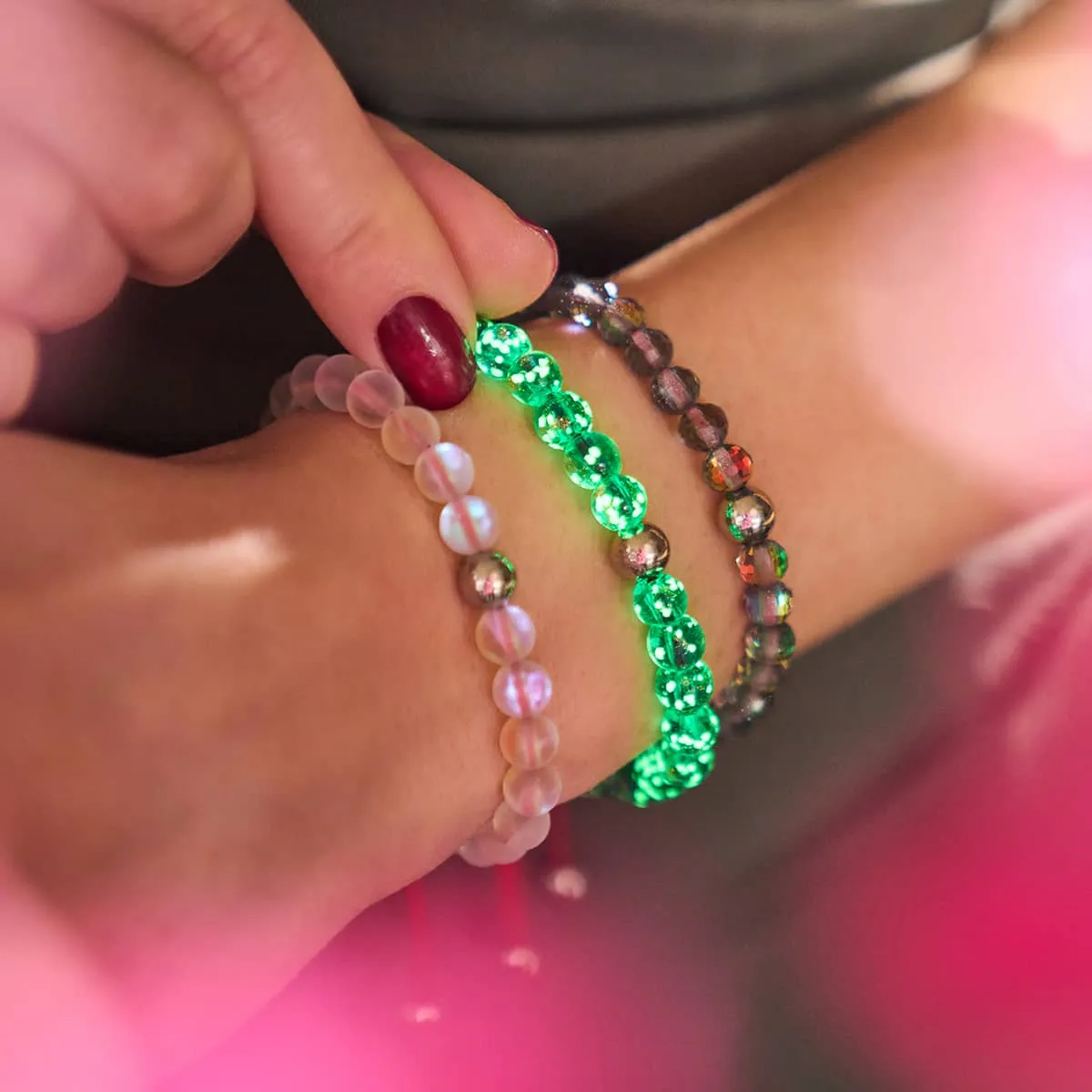 Mini Teal Firefly Glass x Red String Bracelet