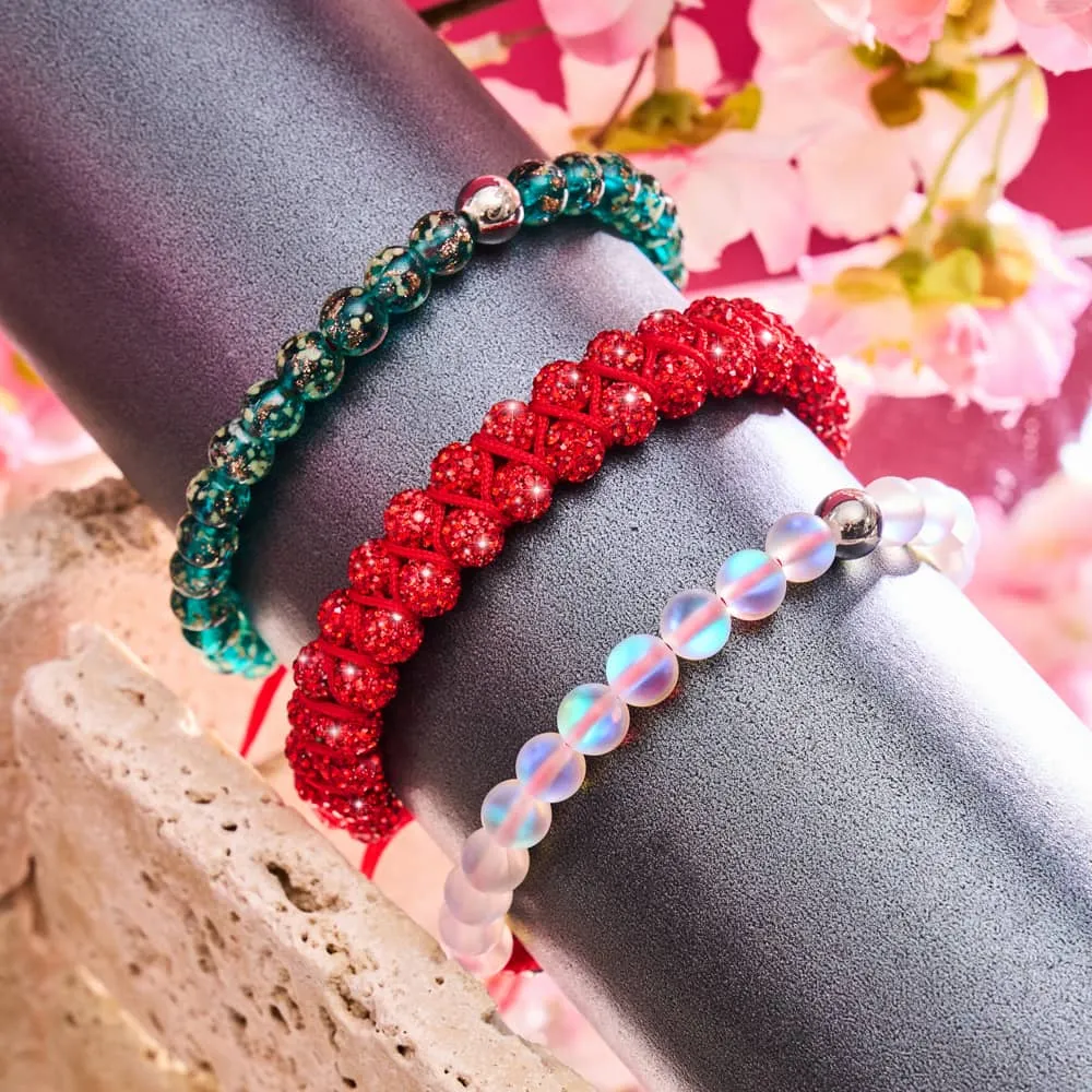 Mini Teal Firefly Glass x Red String Bracelet