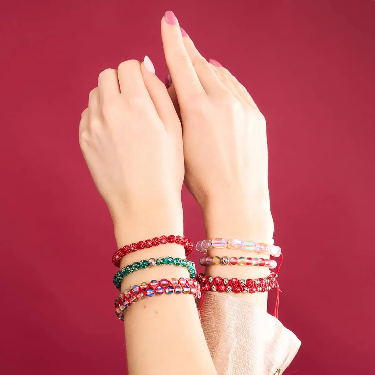 Mini Teal Firefly Glass x Red String Bracelet
