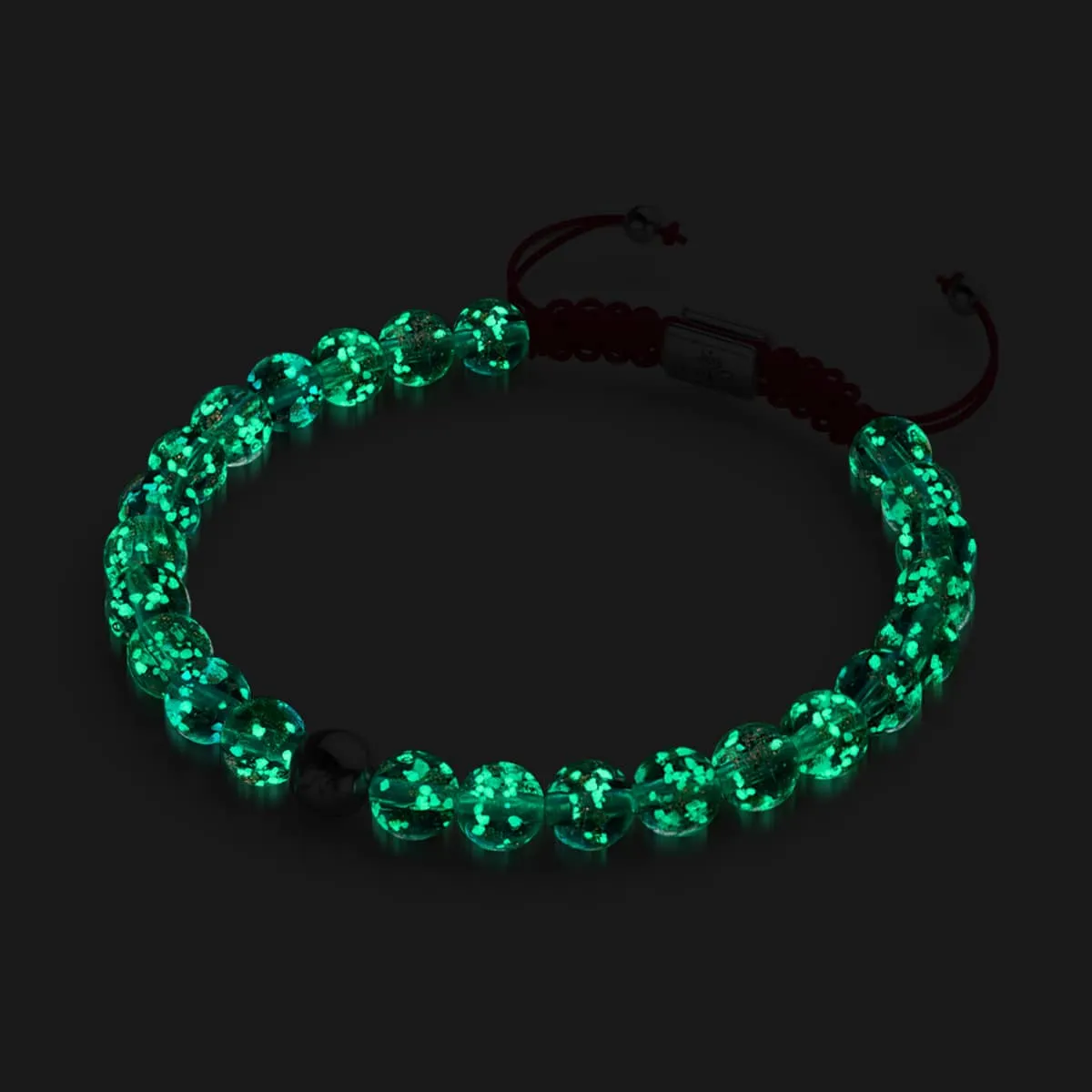 Mini Teal Firefly Glass x Red String Bracelet