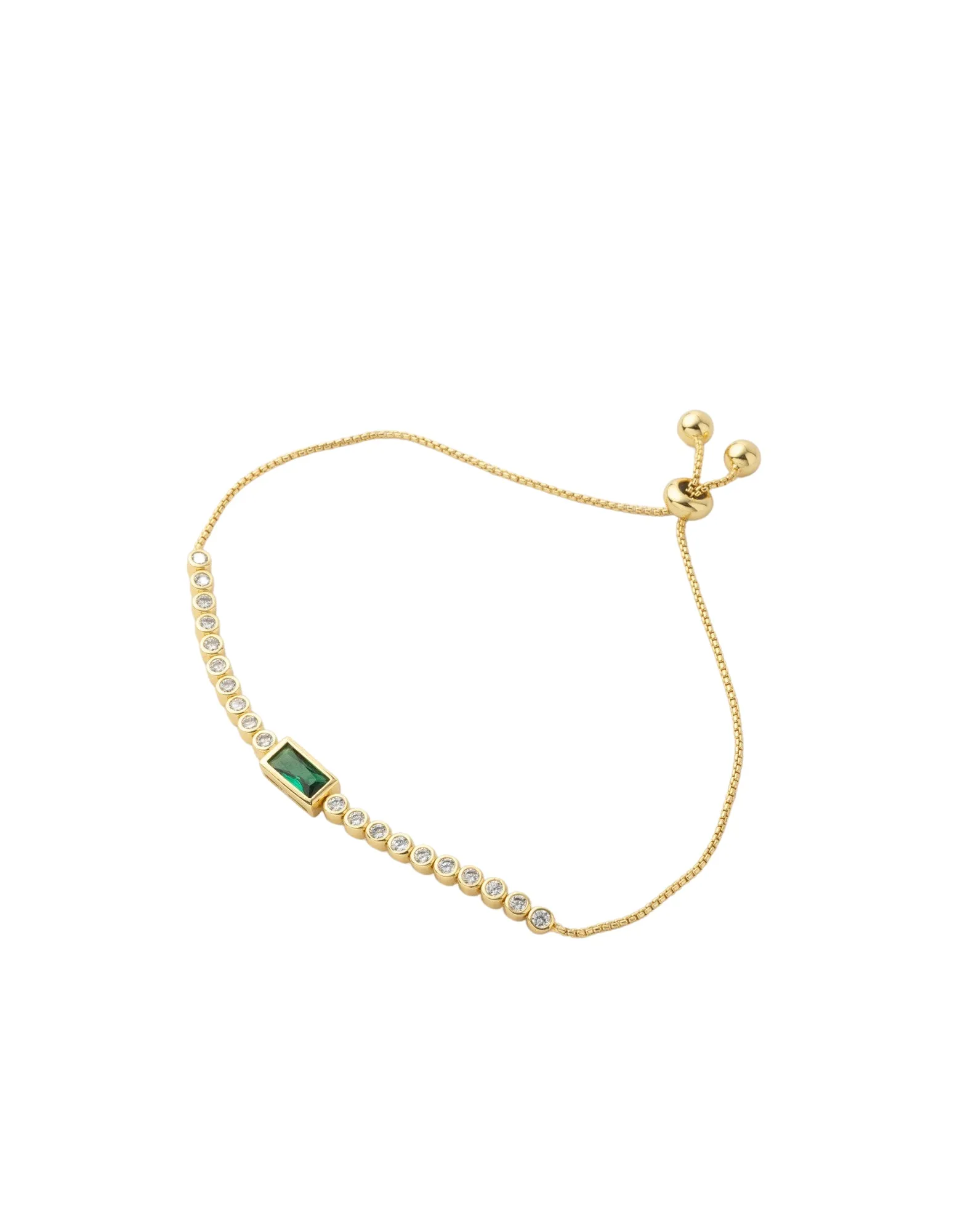 Mocha Sofia Emerald Adjustable Bracelet - Light Gold