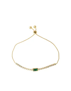 Mocha Sofia Emerald Adjustable Bracelet - Light Gold