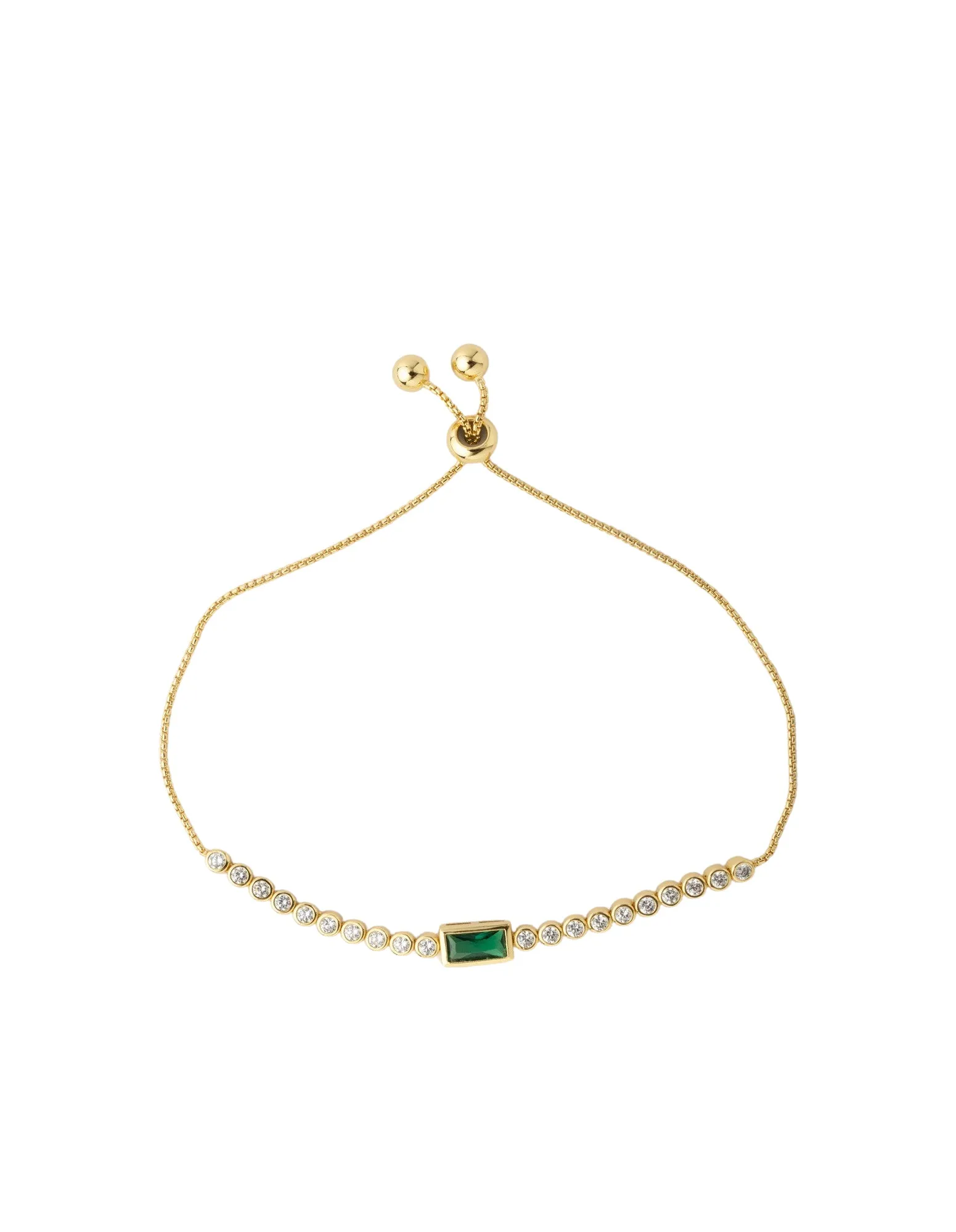 Mocha Sofia Emerald Adjustable Bracelet - Light Gold