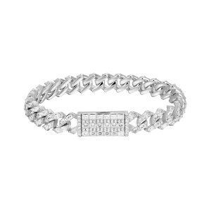 Moissanite Emerald Cut Prong Cuban Link Bracelet