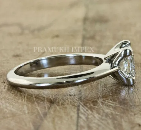 Moissanite White Gold Classic Vintage Engagement Ring 1.30CT Square & Princess Cut Diamond bezel Surprise Wedding Anniversary Promise gift