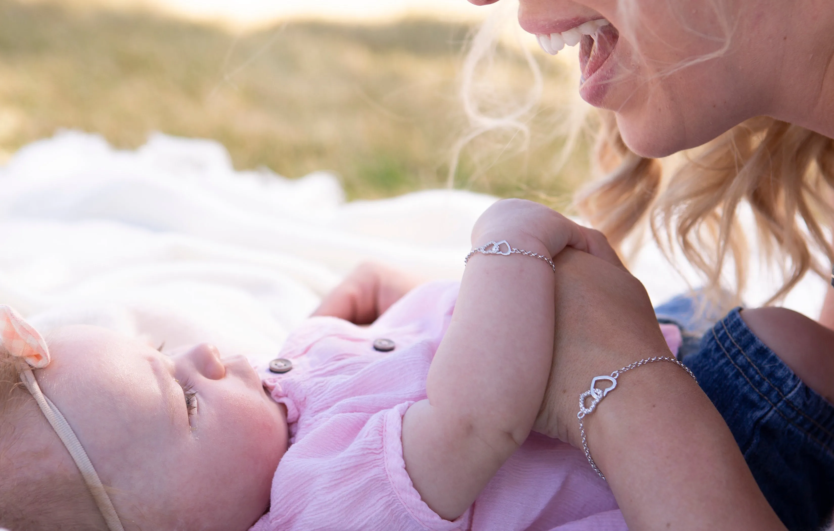 Mom and Me Bracelet Set - Silver Hearts