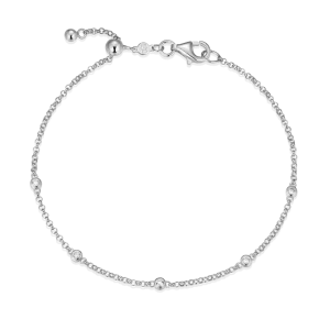 Monte Luna Silver Bezel Station Bracelet with Lab Created Diamonds