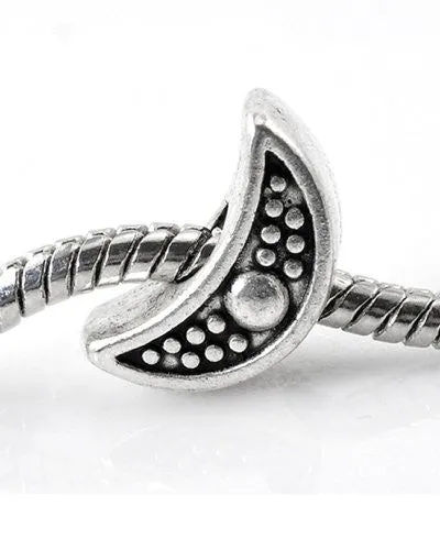 Moon Charm European Bead Compatible for Most European Snake Chain Bracelet