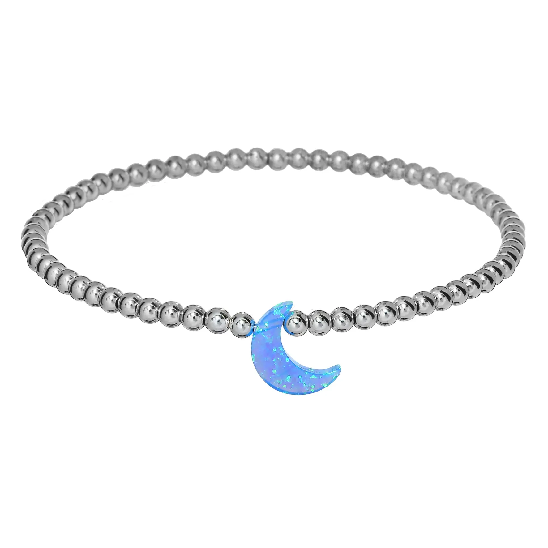 MOON | Opal Charm and 14K Gold Filled Beads Bracelet
