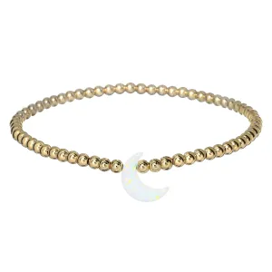 MOON | Opal Charm and 14K Gold Filled Beads Bracelet