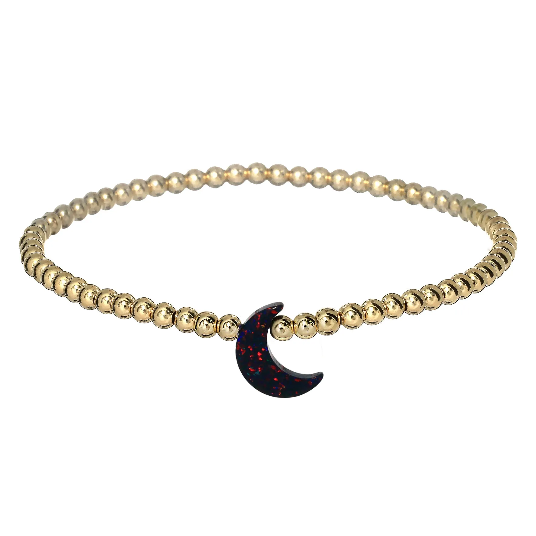 MOON | Opal Charm and 14K Gold Filled Beads Bracelet