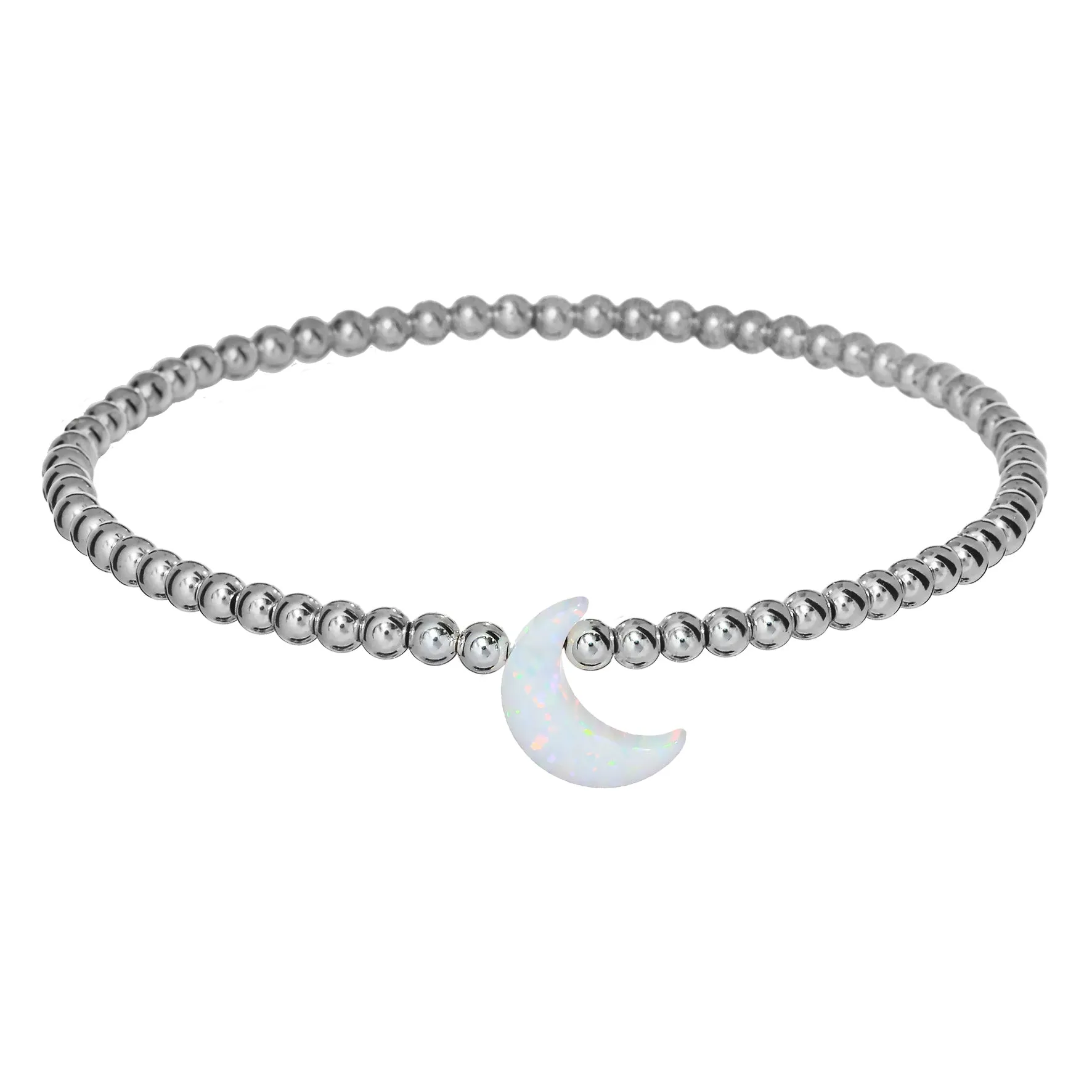 MOON | Opal Charm and 14K Gold Filled Beads Bracelet