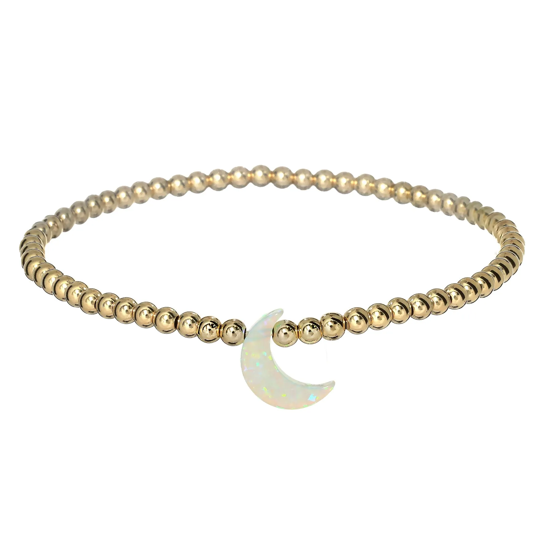 MOON | Opal Charm and 14K Gold Filled Beads Bracelet