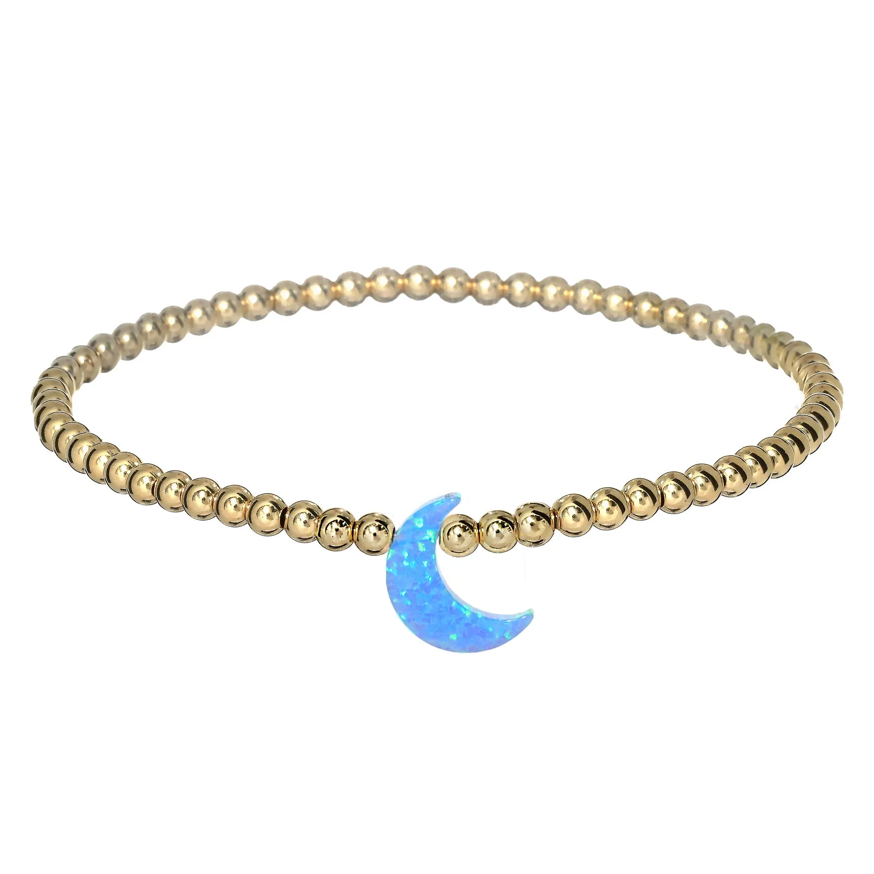 MOON | Opal Charm and 14K Gold Filled Beads Bracelet