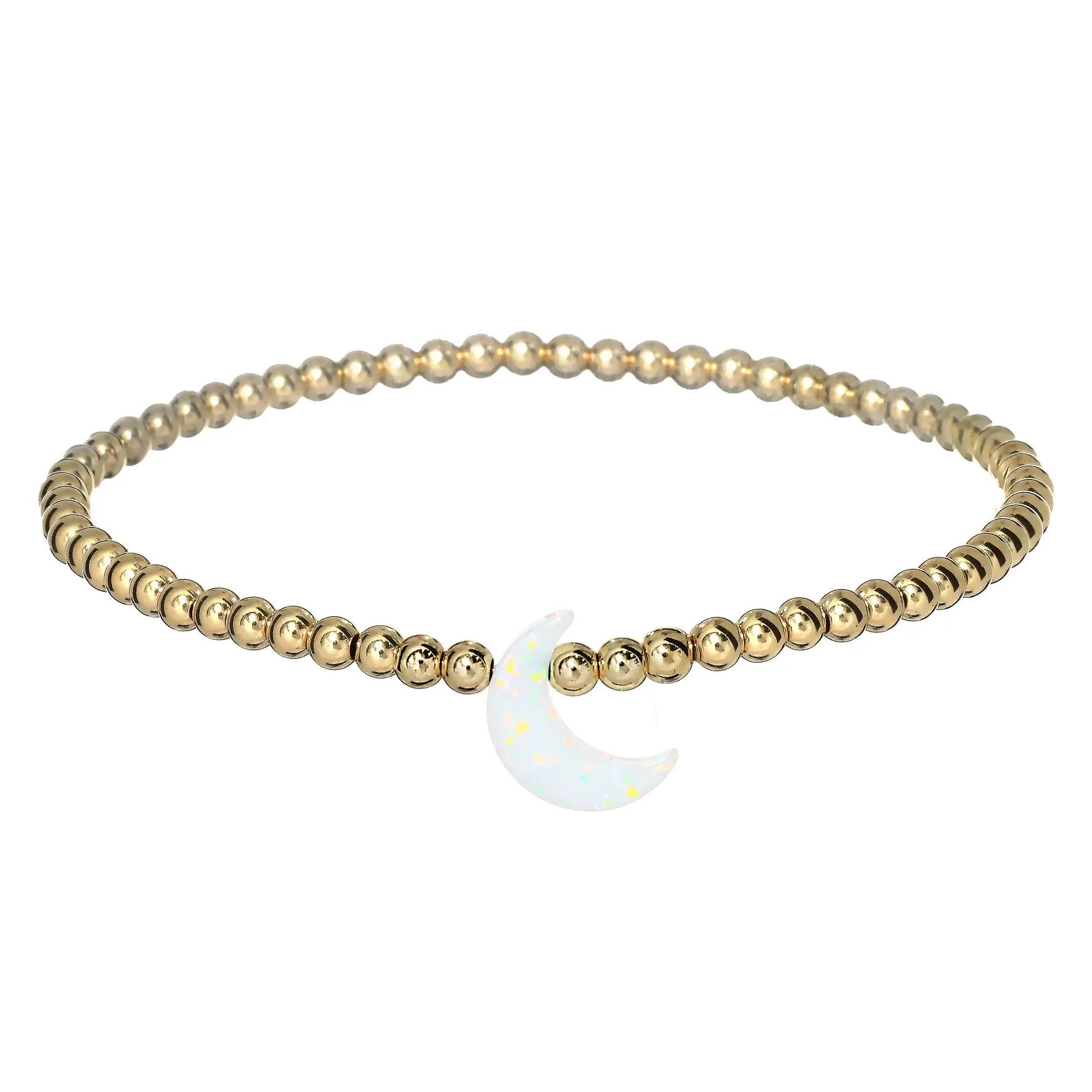 MOON | Opal Charm and 14K Gold Filled Beads Bracelet