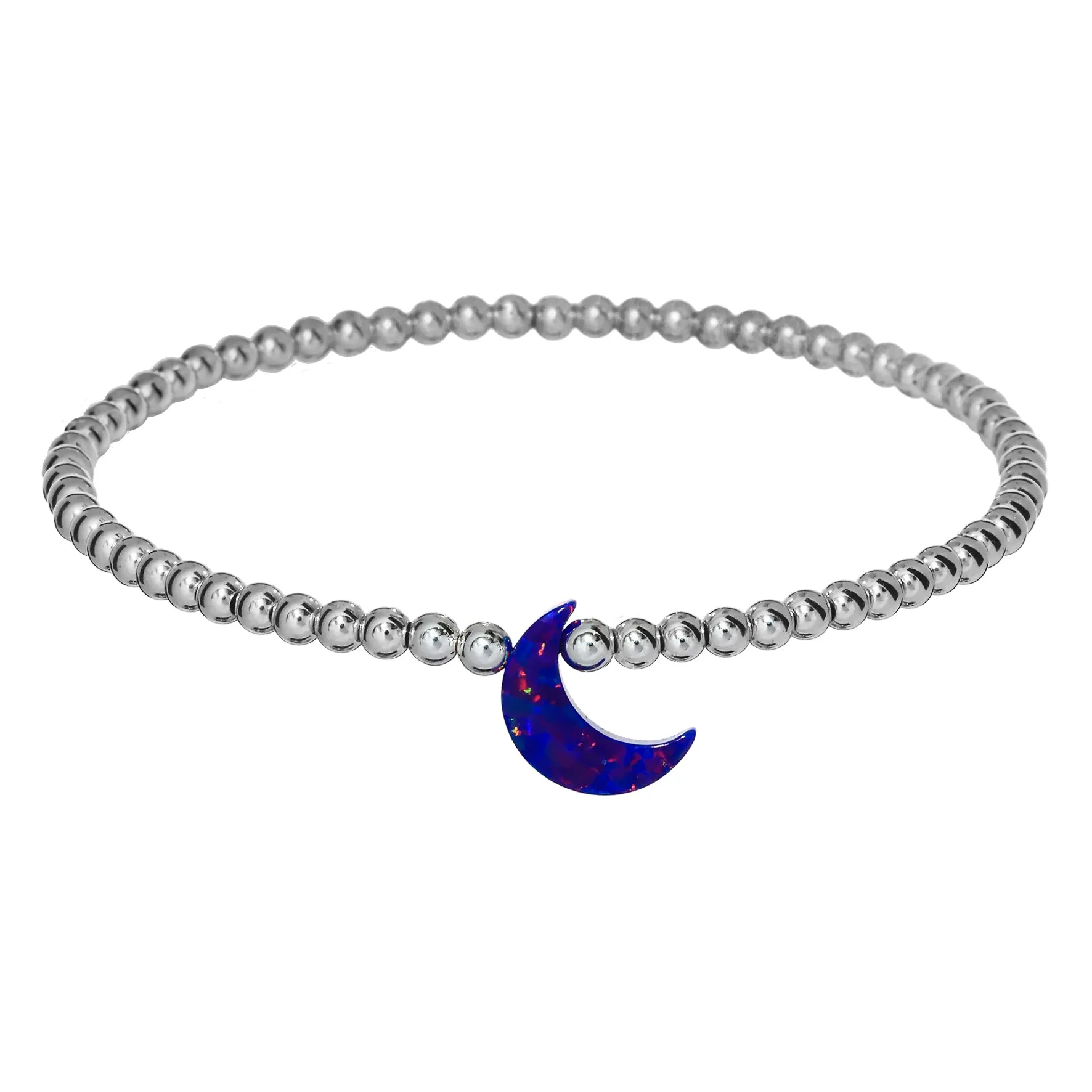 MOON | Opal Charm and 14K Gold Filled Beads Bracelet