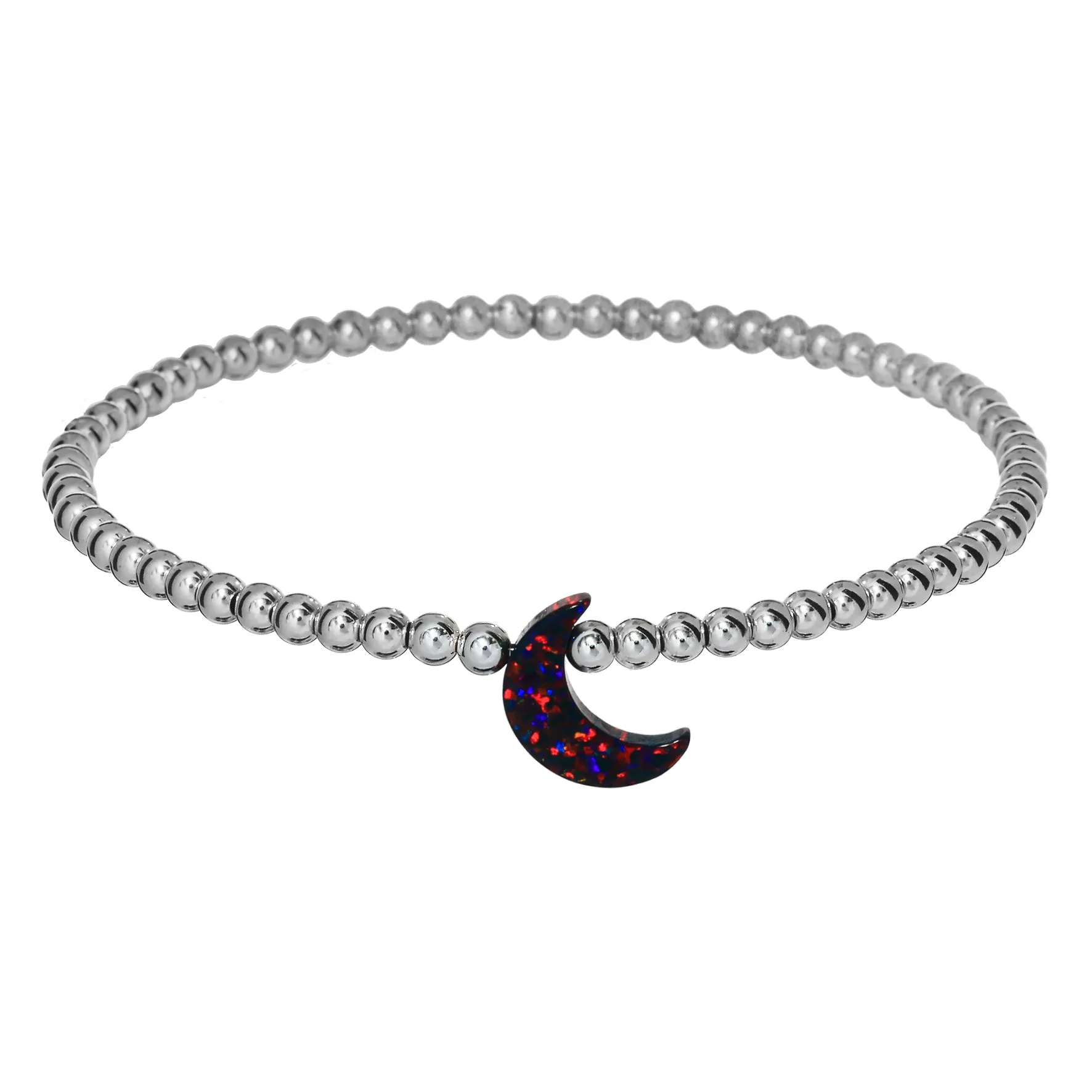 MOON | Opal Charm and 14K Gold Filled Beads Bracelet
