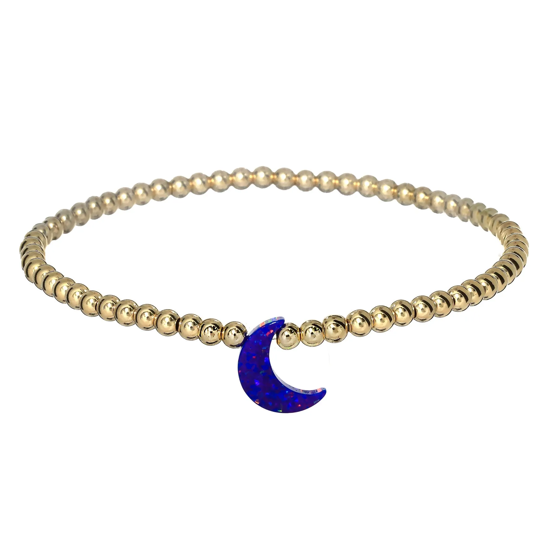 MOON | Opal Charm and 14K Gold Filled Beads Bracelet