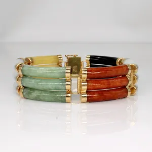Multi Colour Jade Bracelet | 82.50ctw | 7.25" |