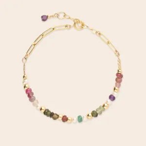 Multicolor Stone and Pearl Chunky Bracelet