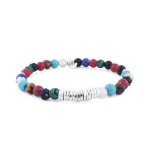 Multicolour Mixed Beaded Bracelet With Silver Spacer Discs
