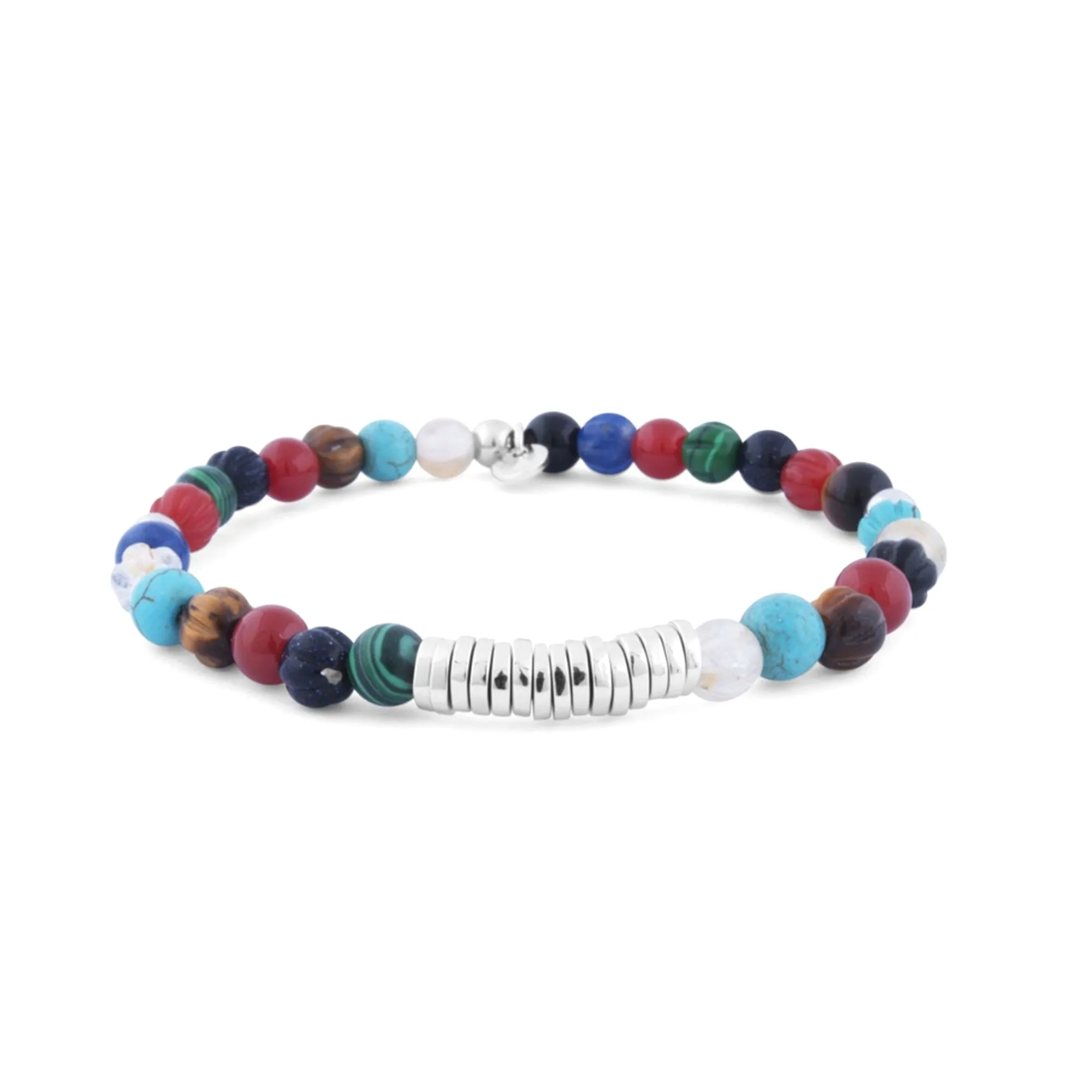 Multicolour Mixed Beaded Bracelet With Silver Spacer Discs
