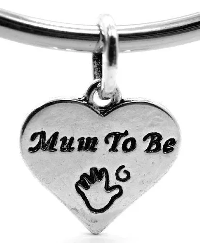 Mum To Be with handprint on Heart Charm for snake charm Bracelet