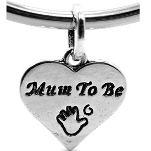 Mum To Be with handprint on Heart Charm for snake charm Bracelet