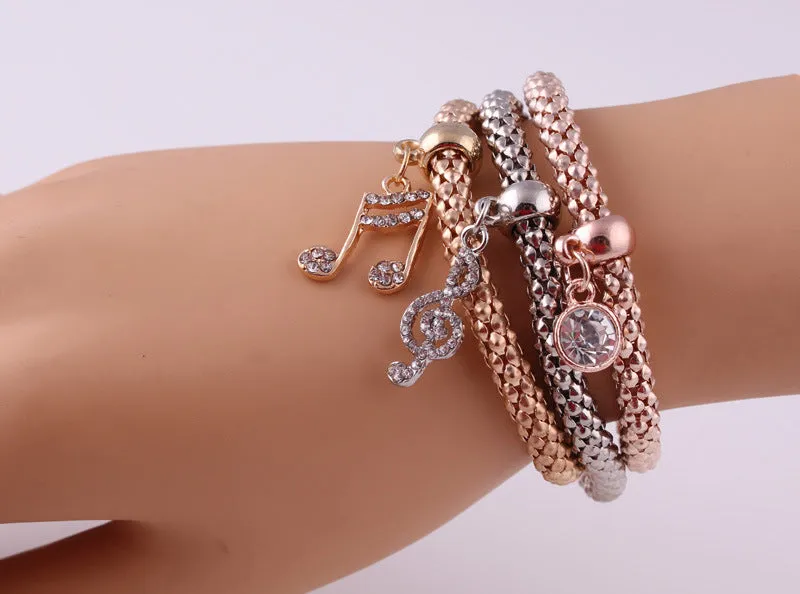 Music Note Metal Charm Bracelets
