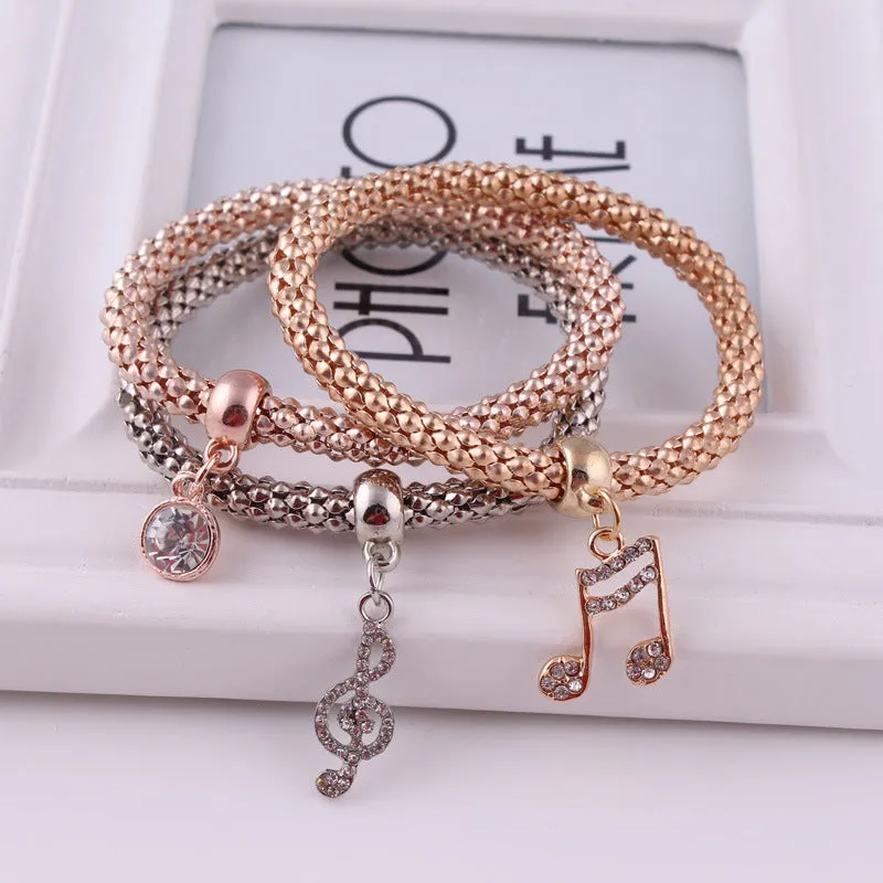 Music Note Metal Charm Bracelets
