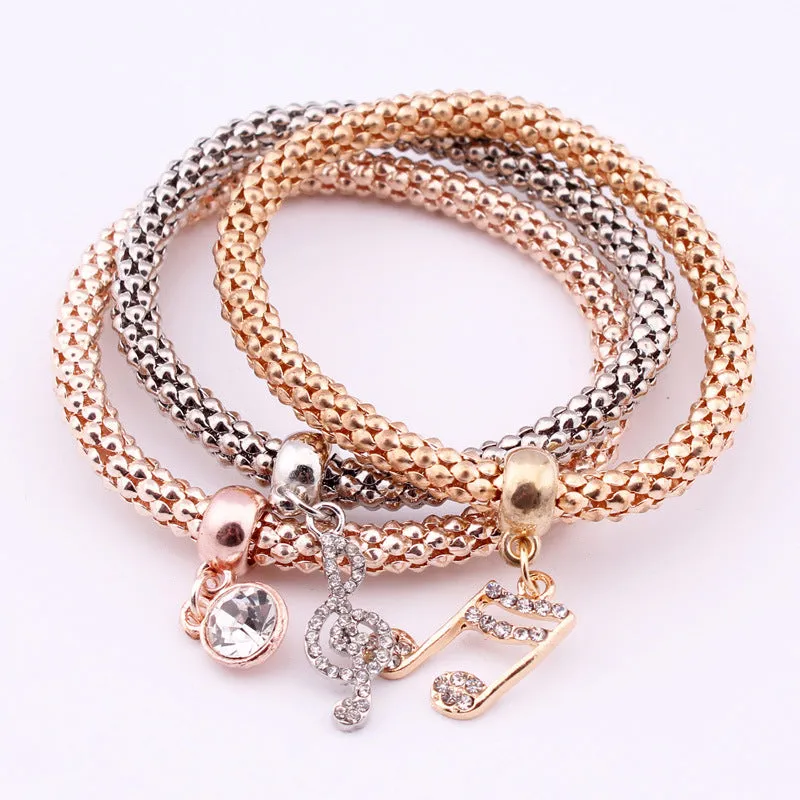 Music Note Metal Charm Bracelets