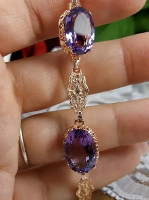 Natural Amethyst Bracelet, Rose Gold, Edwardian Reproduction Jewelry #B70
