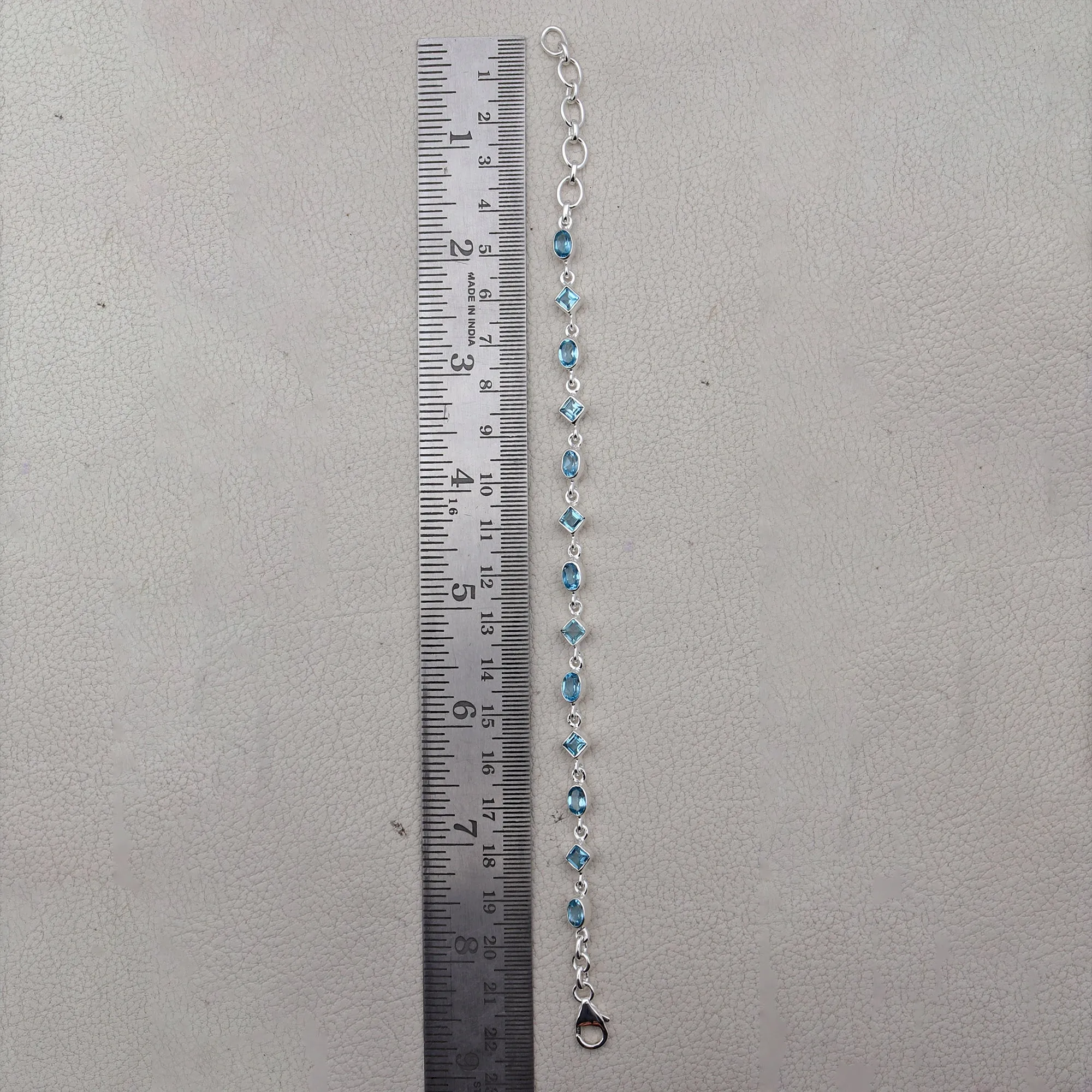 Natural Blue Topaz Silver Bracelet