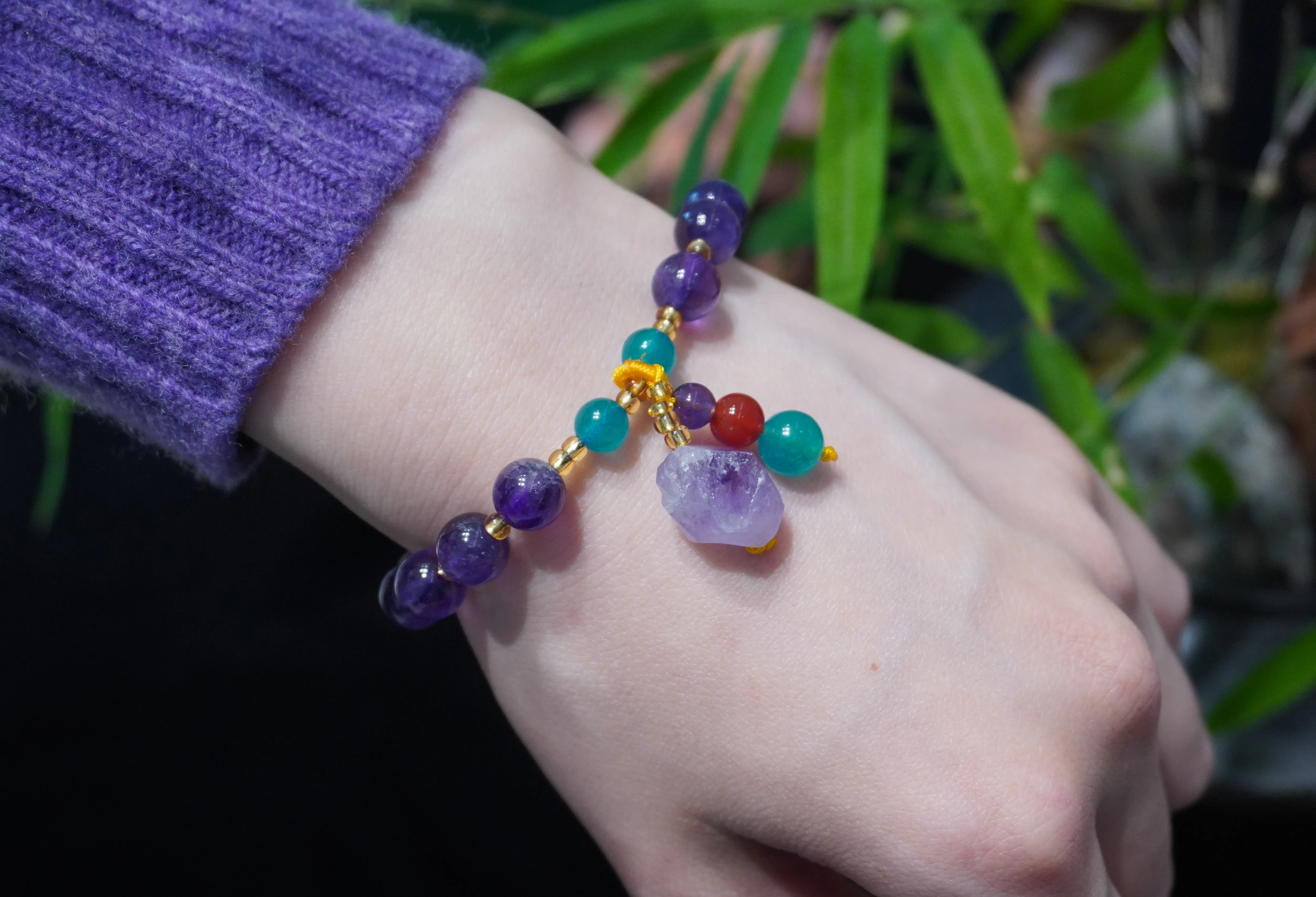 Natural Lavender Amethyst Raw Crystal Bracelet | A Touch of Tranquility and Healing Energy