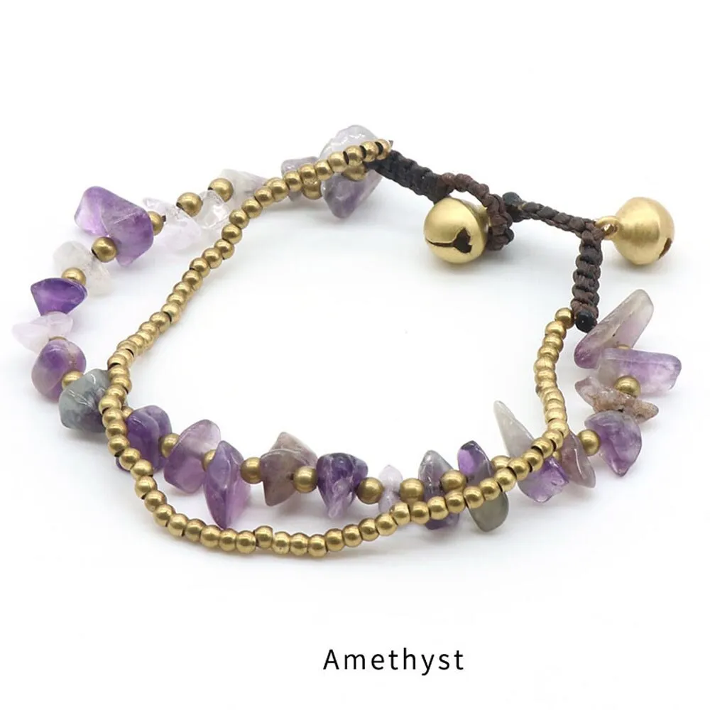 Natural Stone Chips Agates Bracelet Amethysts Crystal