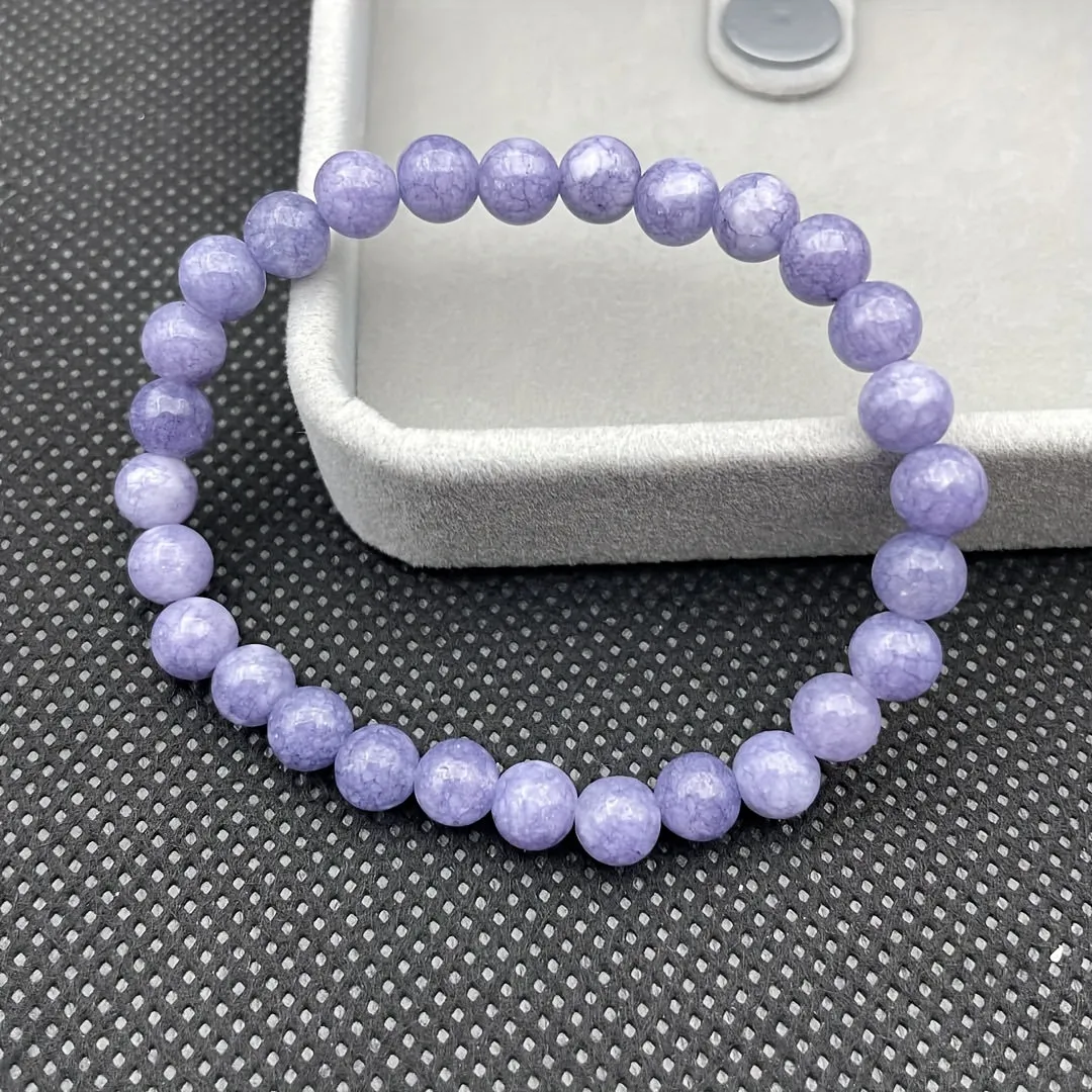Natural Stone Lavender Emerald Crystal Bead Bracelet