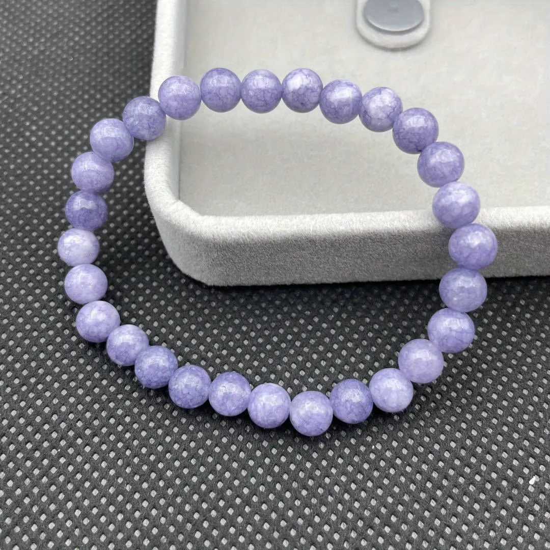 Natural Stone Lavender Emerald Crystal Bead Bracelet