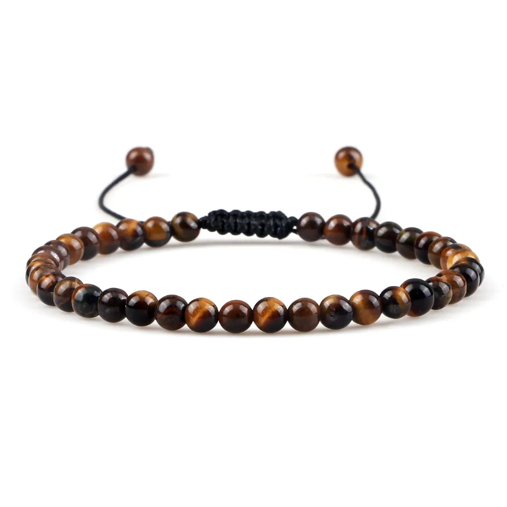 Natural Tiger Eye Stone Bracelet Round Braided String