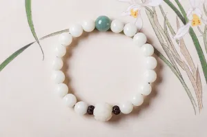 Natural white jade Bodhi bracelets beads bracelets women's simple Bodhi bracelets transfer beads