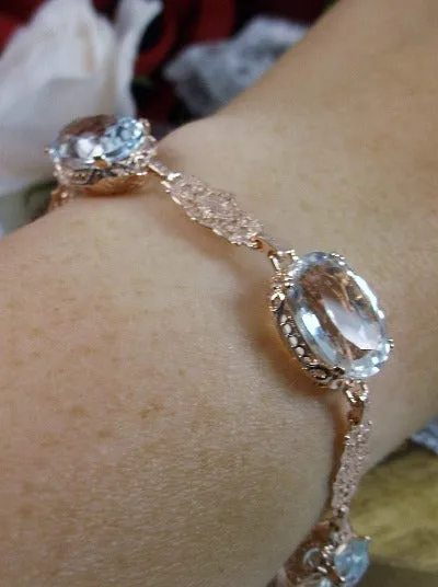 Natural White Topaz Bracelet, Rose Gold plated Edwardian Jewelry  #B70
