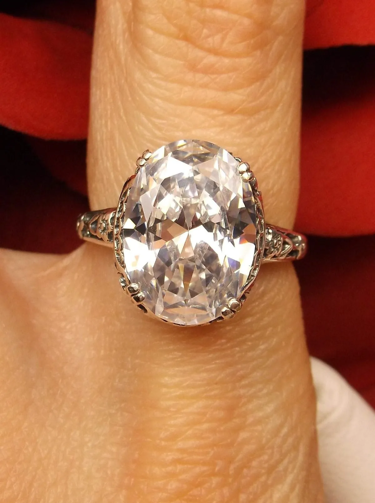 Natural White Topaz or White CZ Ring, Edwardian Vintage Jewelry #D70