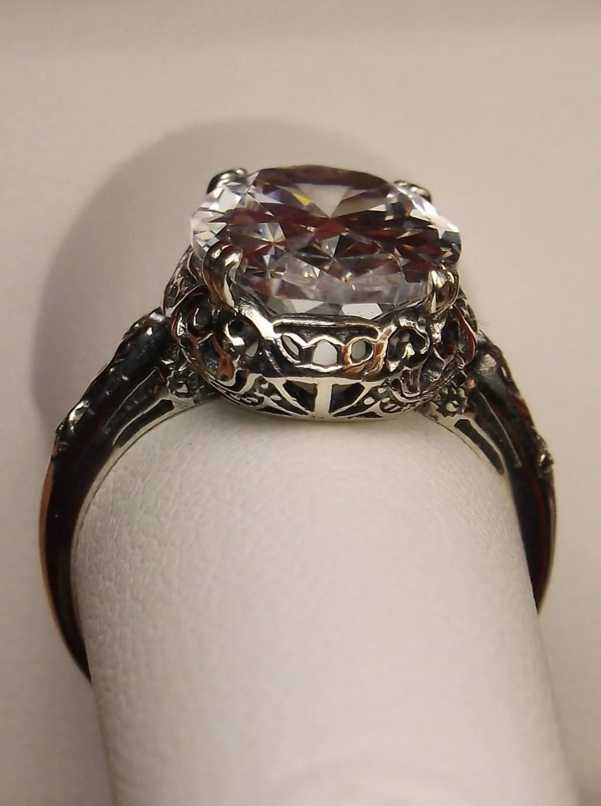 Natural White Topaz or White CZ Ring, Edwardian Vintage Jewelry #D70