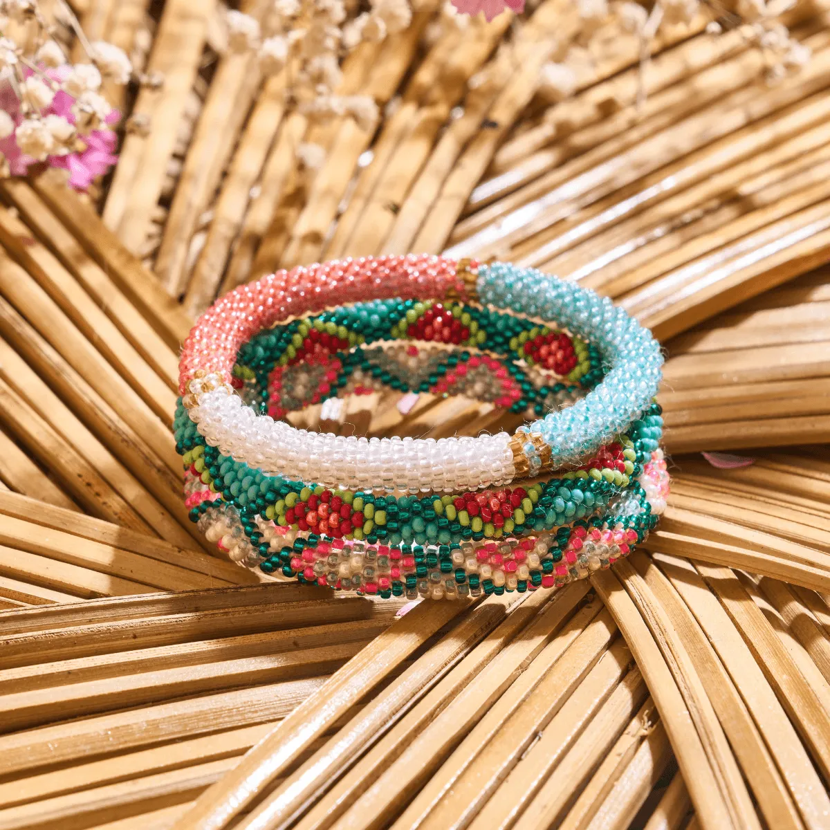 Neon Bird Of Paradise | Himalayan Glass Bead Bracelet