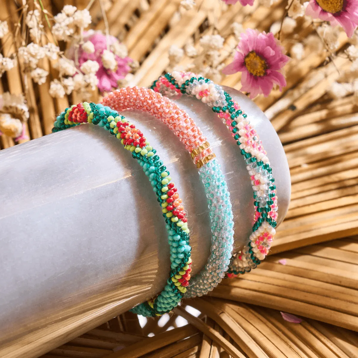 Neon Bird Of Paradise | Himalayan Glass Bead Bracelet