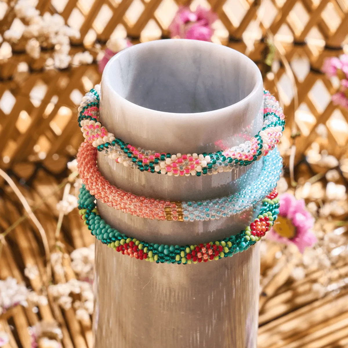 Neon Bird Of Paradise | Himalayan Glass Bead Bracelet